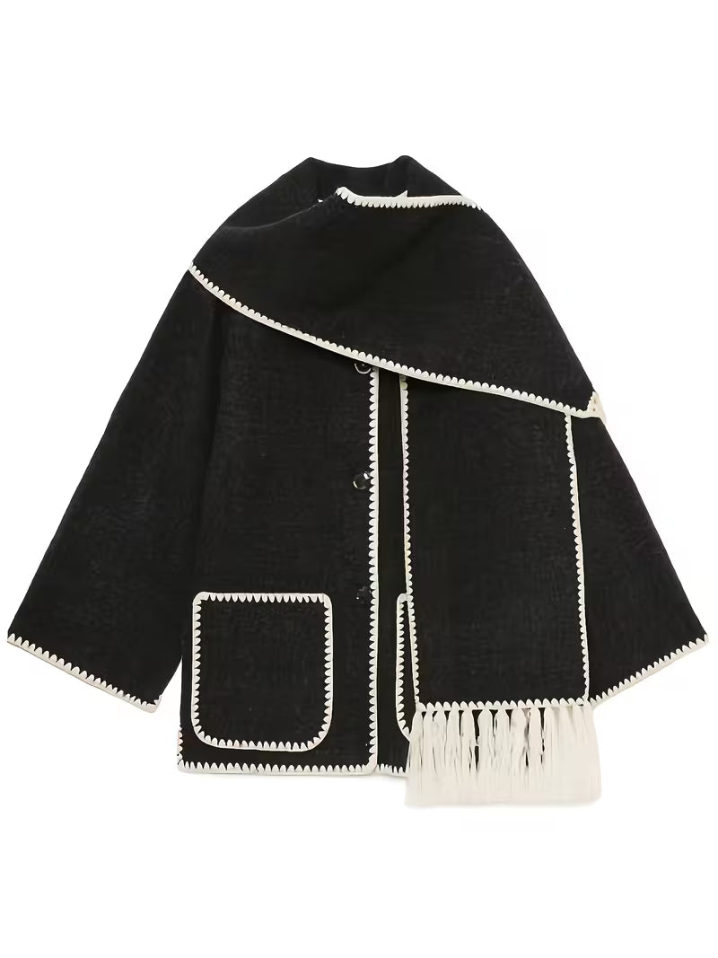 Elegant Structured Tweed Overlay Coat