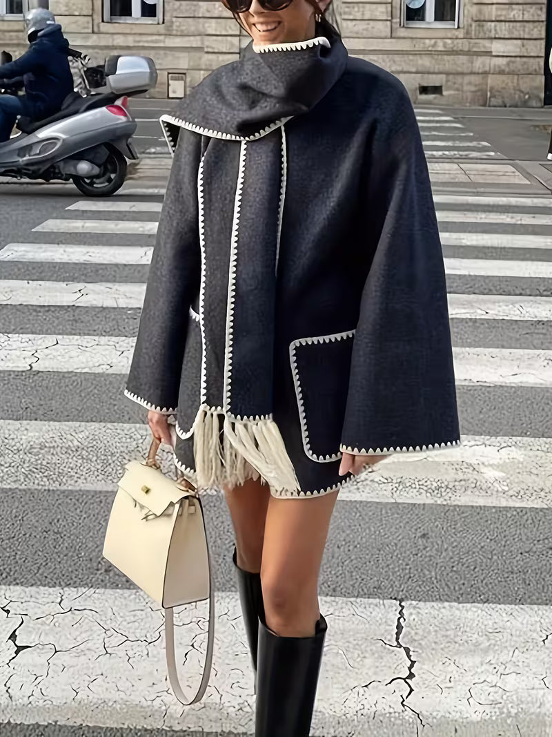 Elegant Structured Tweed Overlay Coat