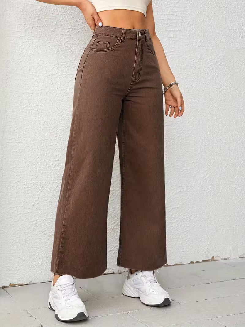 Light Brown Straight-Leg Stretch Pants