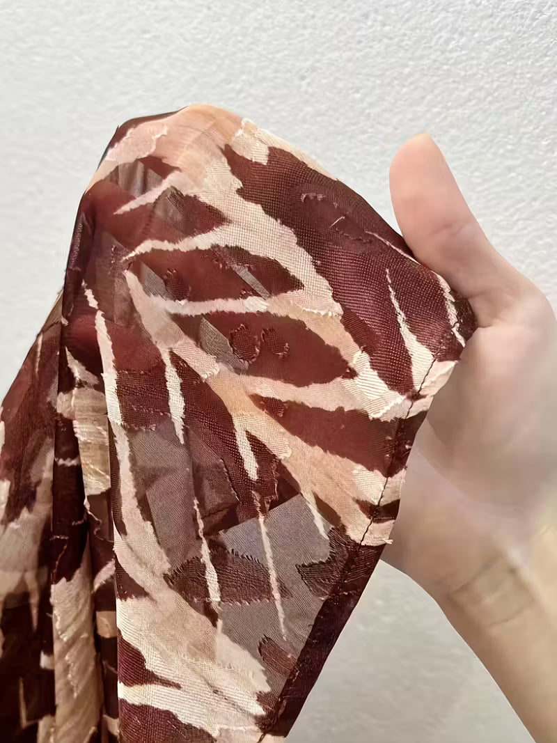 Vintage Tropical Leaf Print Long Sleeve Blouse