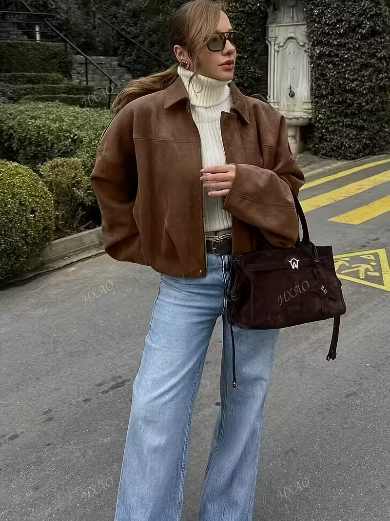 Oversized Cropped Casual Jacket