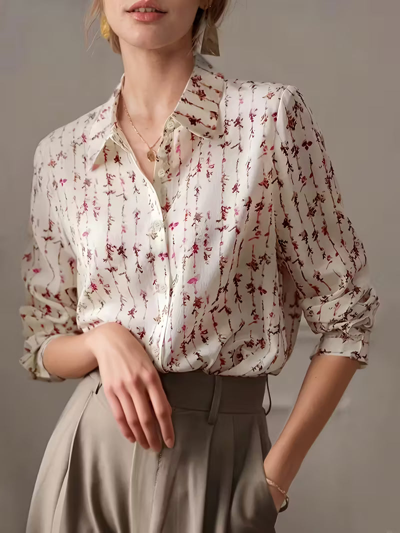 Floral Button-Up Long Sleeve Blouse