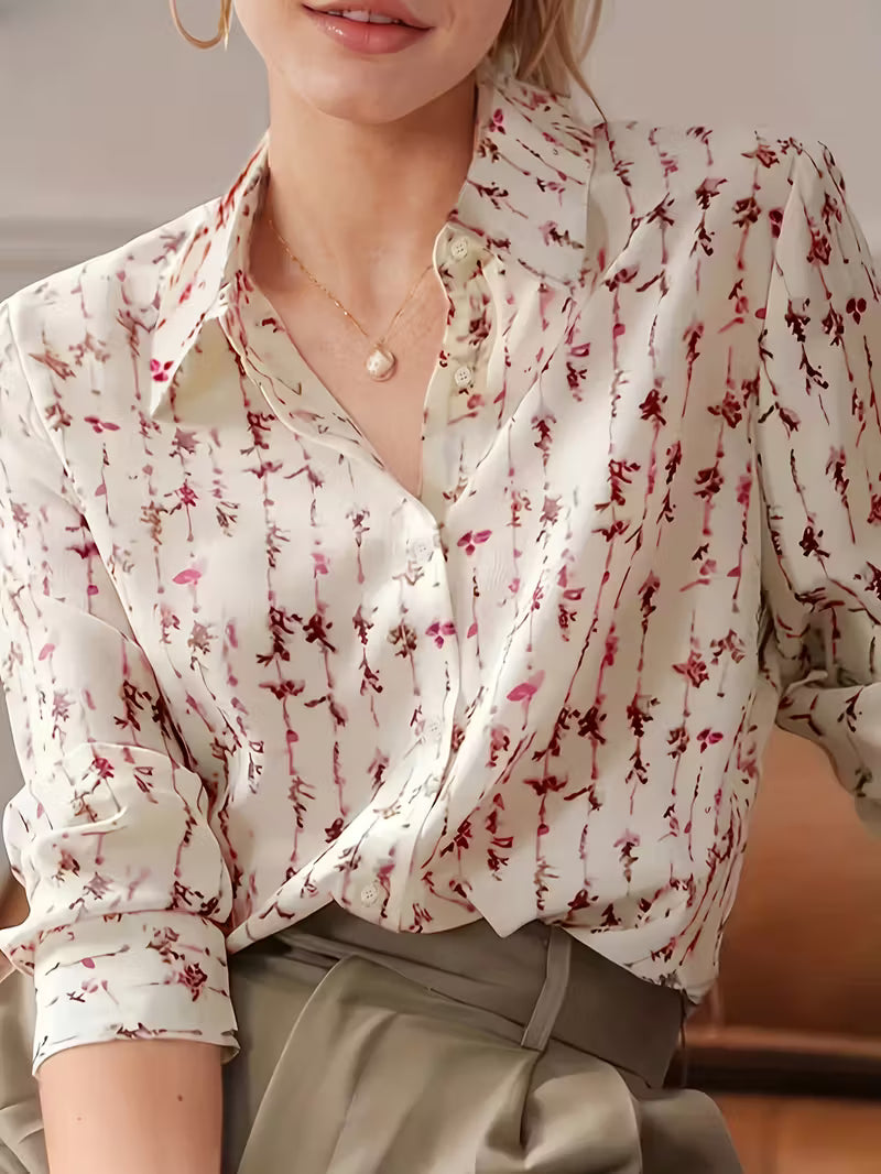 Floral Button-Up Long Sleeve Blouse