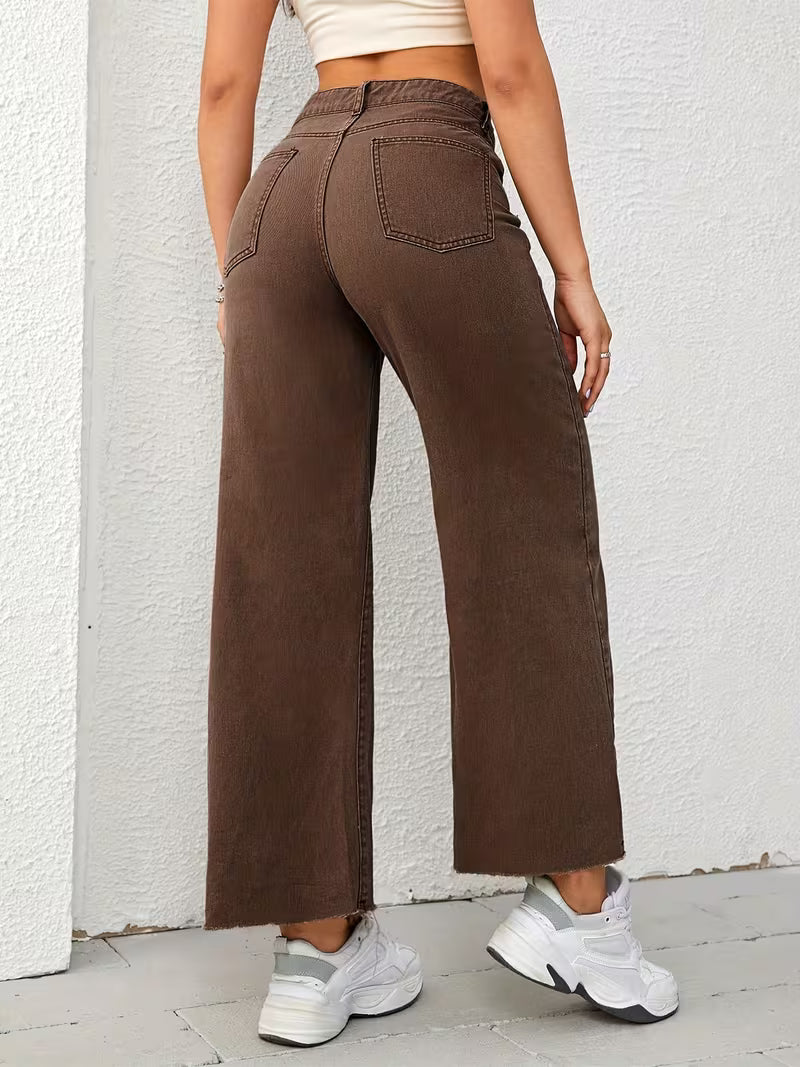 Light Brown Straight-Leg Stretch Pants