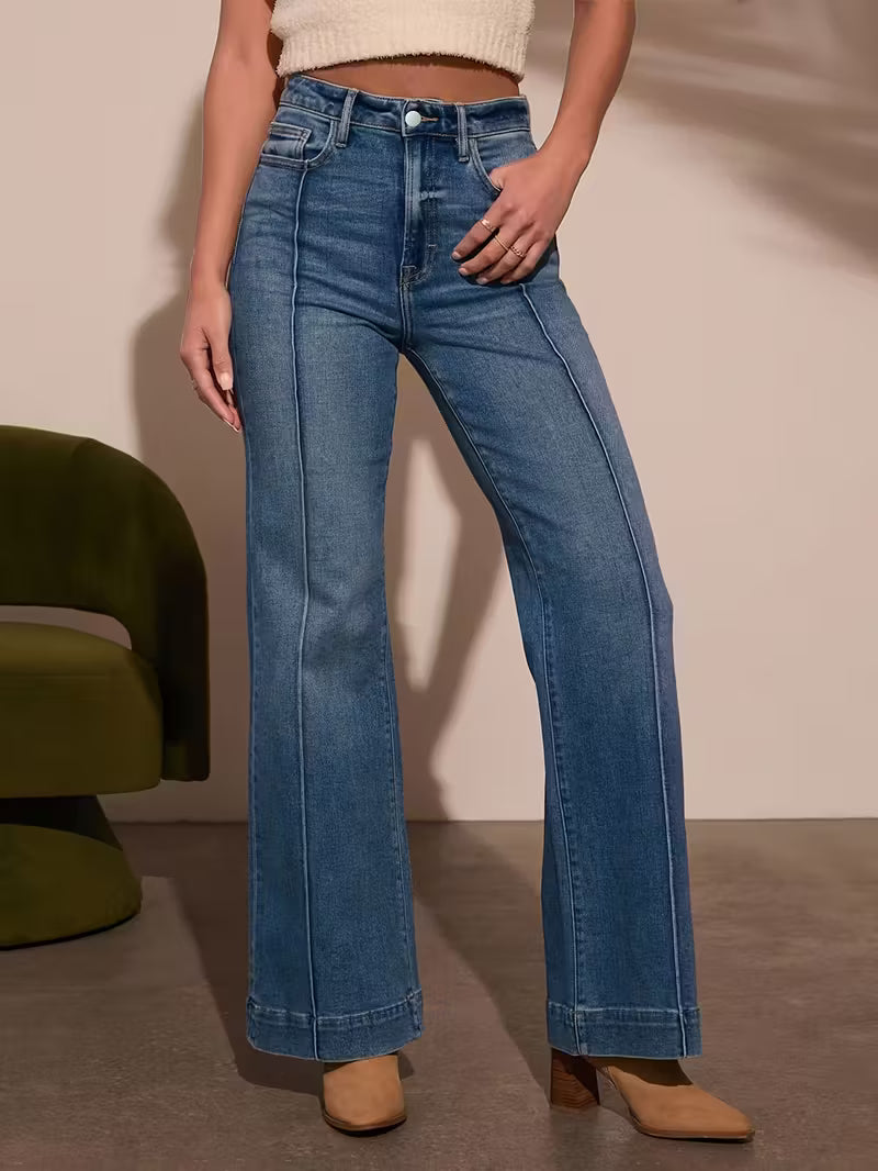 High-Rise Flared Stretch Denim Jeans
