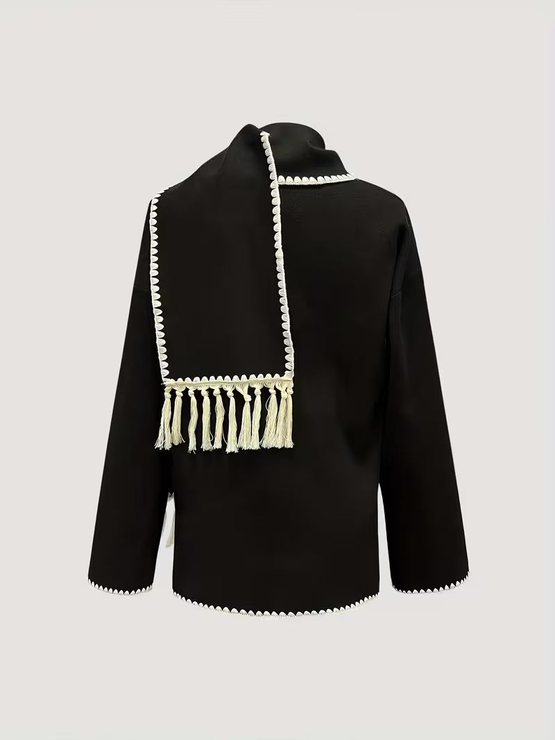 Elegant Structured Tweed Overlay Coat