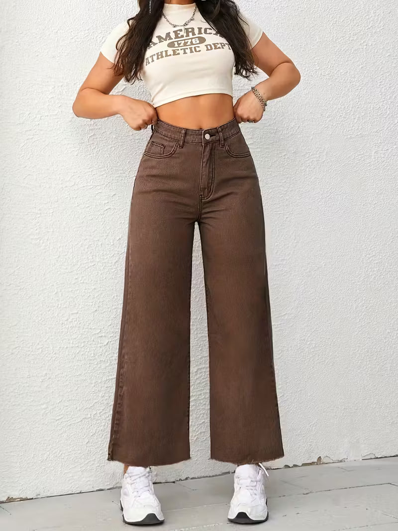 Light Brown Straight-Leg Stretch Pants
