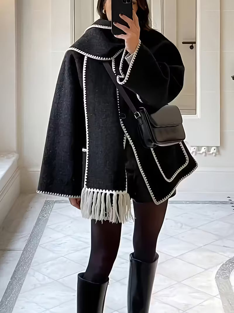 Elegant Structured Tweed Overlay Coat