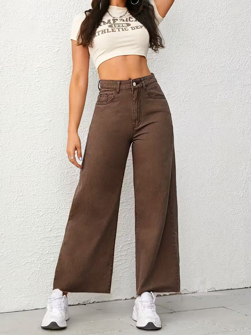 Light Brown Straight-Leg Stretch Pants