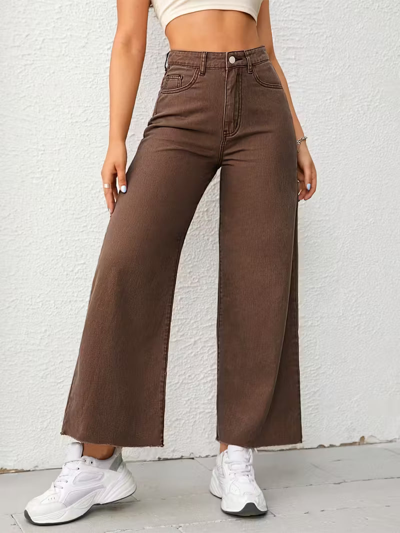 Light Brown Straight-Leg Stretch Pants