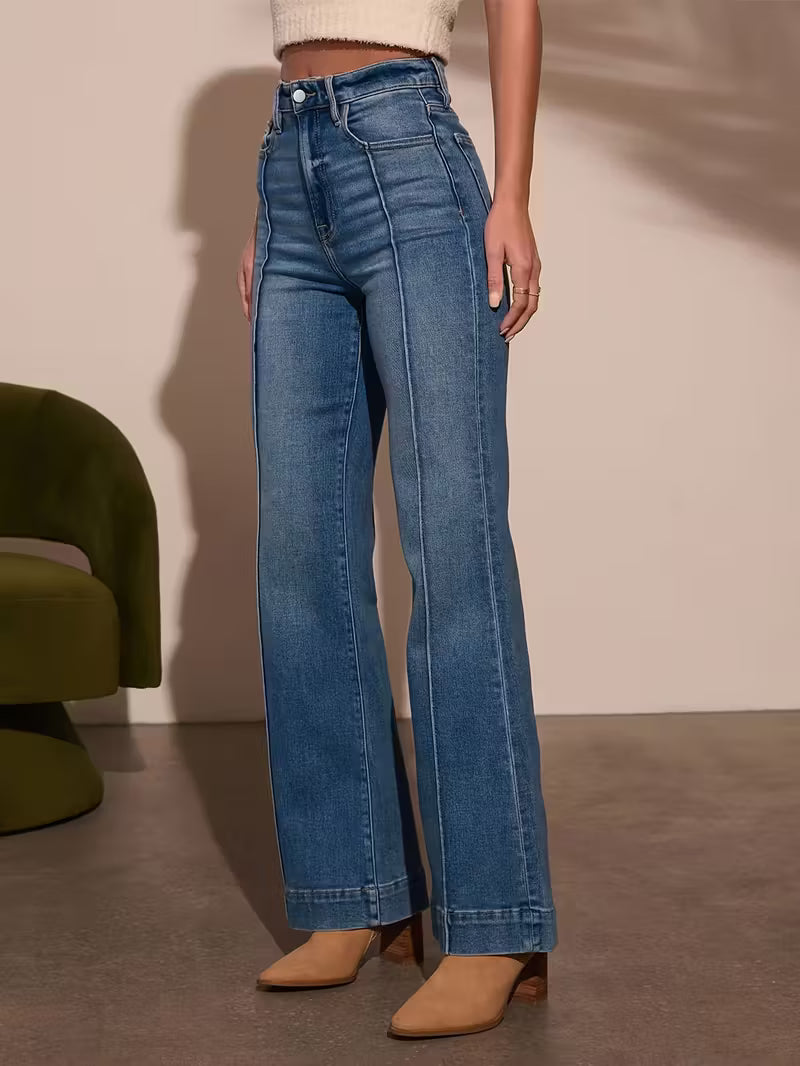 High-Rise Flared Stretch Denim Jeans
