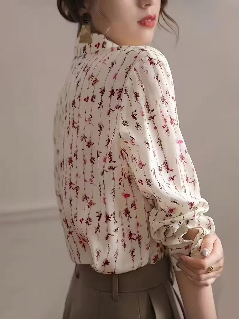 Floral Button-Up Long Sleeve Blouse