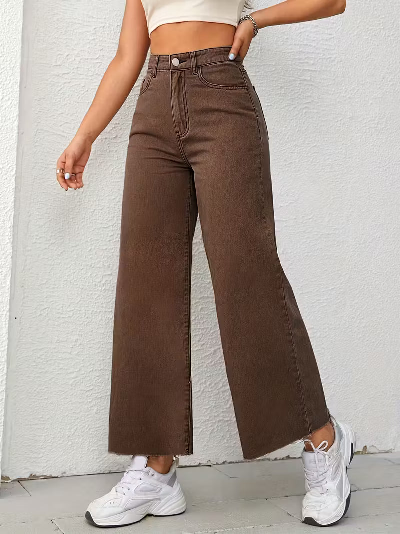 Light Brown Straight-Leg Stretch Pants